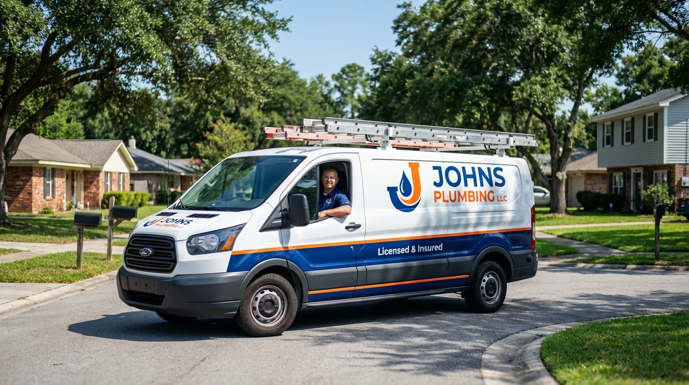 Johns Plumbing LLC service van in North Collins, NY