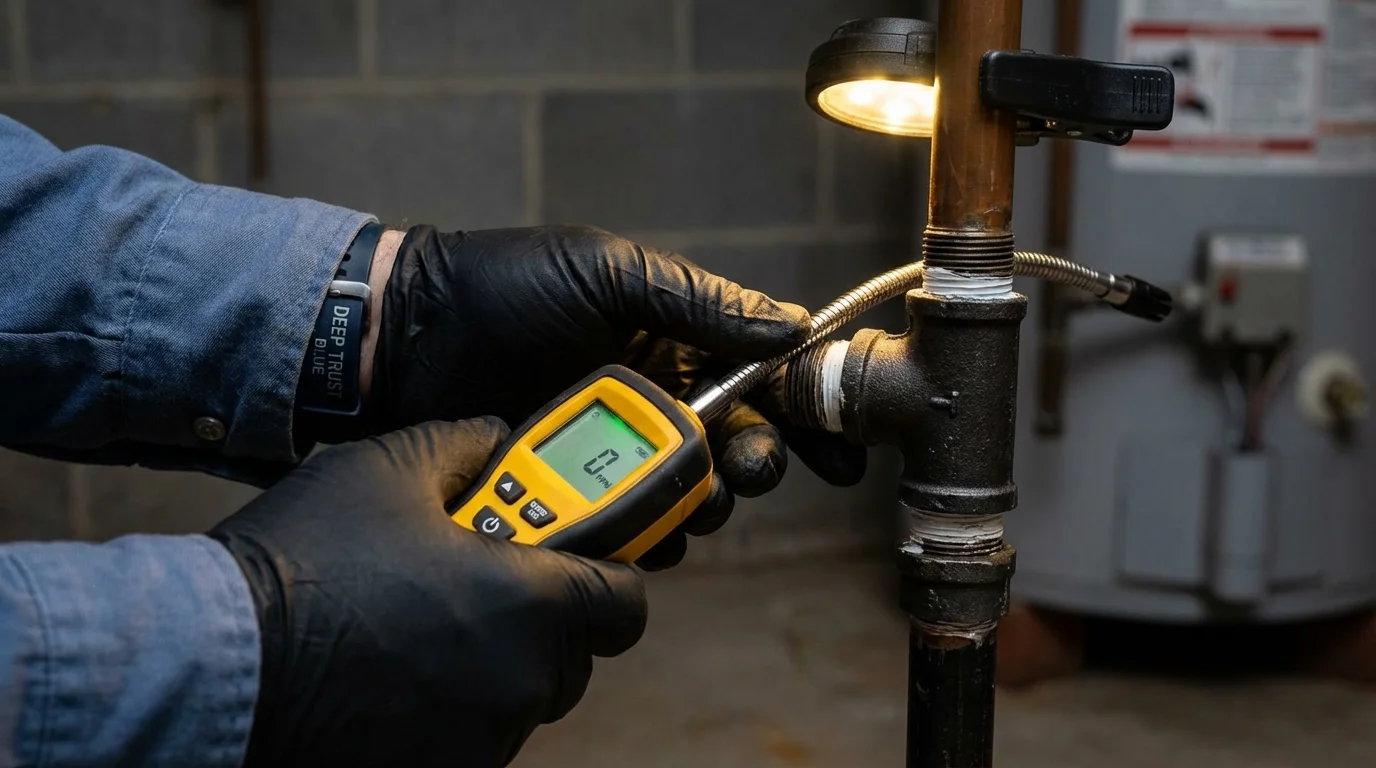 Gas leak detection with electronic sniffer by Johns Plumbing LLC in North Collins