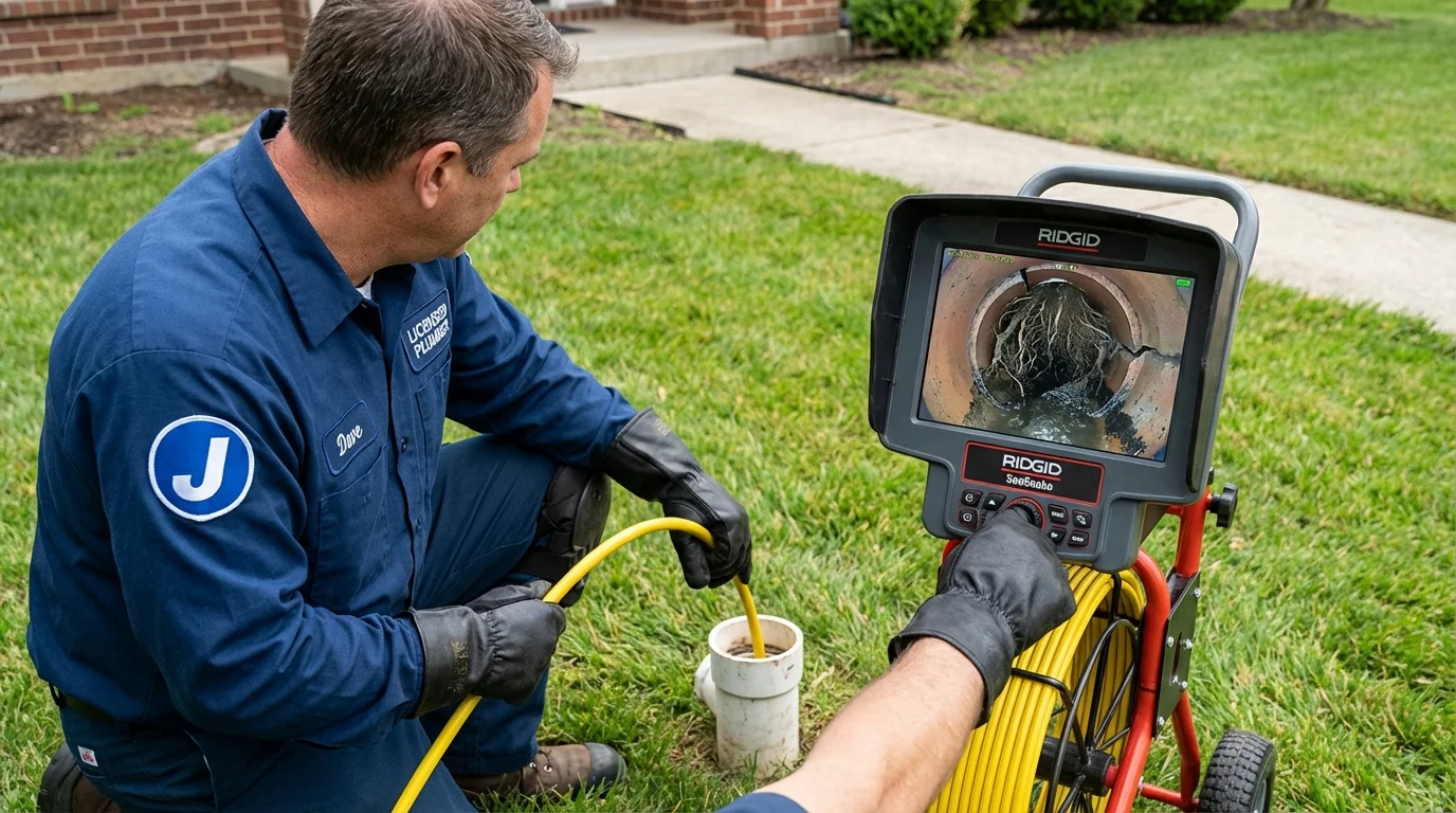 Sewer camera inspection being performed by Johns Plumbing LLC in North Collins